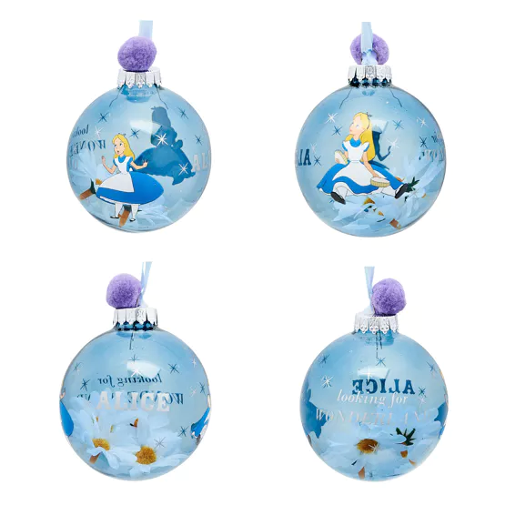 ALICE IN WONDERLAND - Set of 7 Xmas Baubles - 2