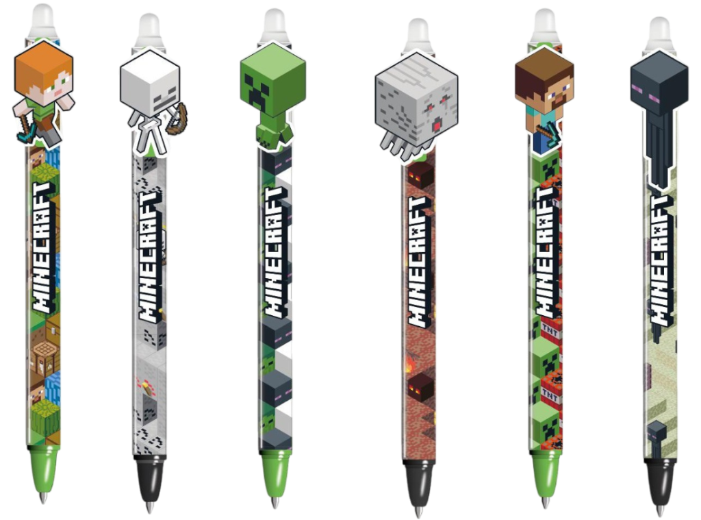 MINECRAFT - Stylo à Gel Effaçable +Head Topper (Display 36pcs) - 2