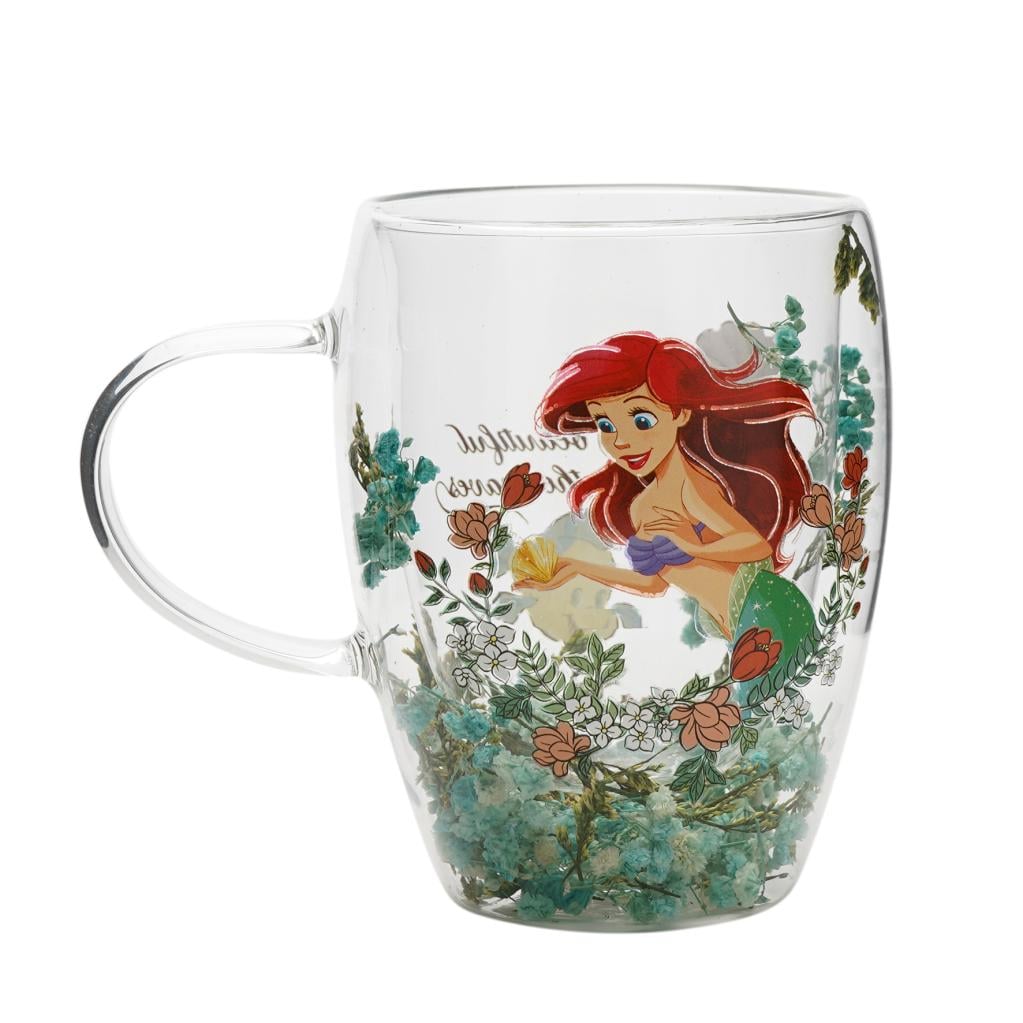 DISNEY PRINCESS - Ariel - Glass with Dried Flowers 10oz - 2