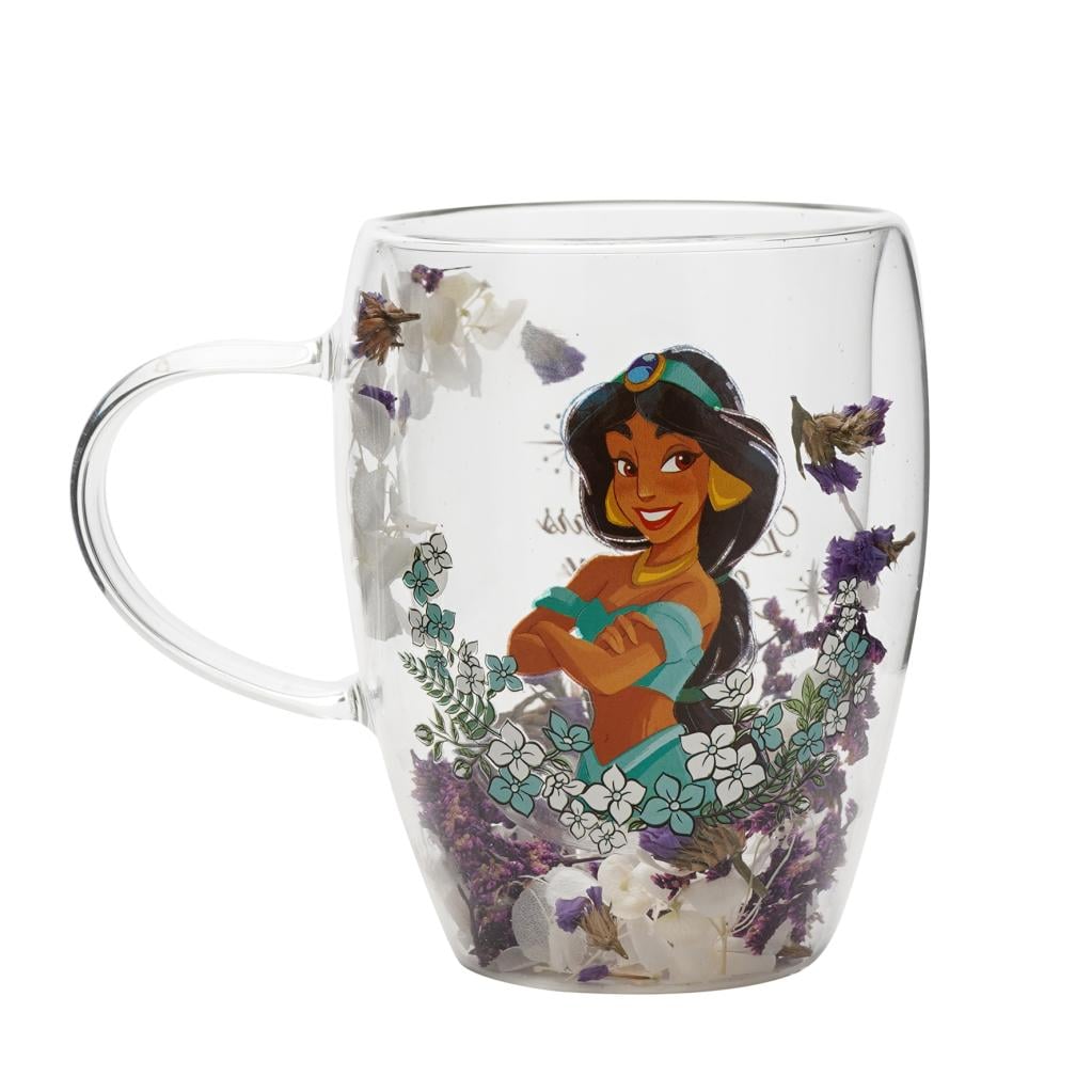 DISNEY PRINCESS - Jasmine - Glass with Dried Flowers 10oz - 2