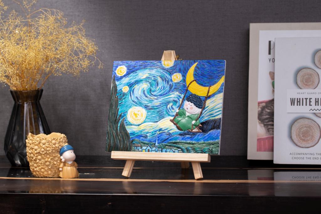 Resin DIY 3D Painting - Swinging in the starry night - 13.5x10cm - 3