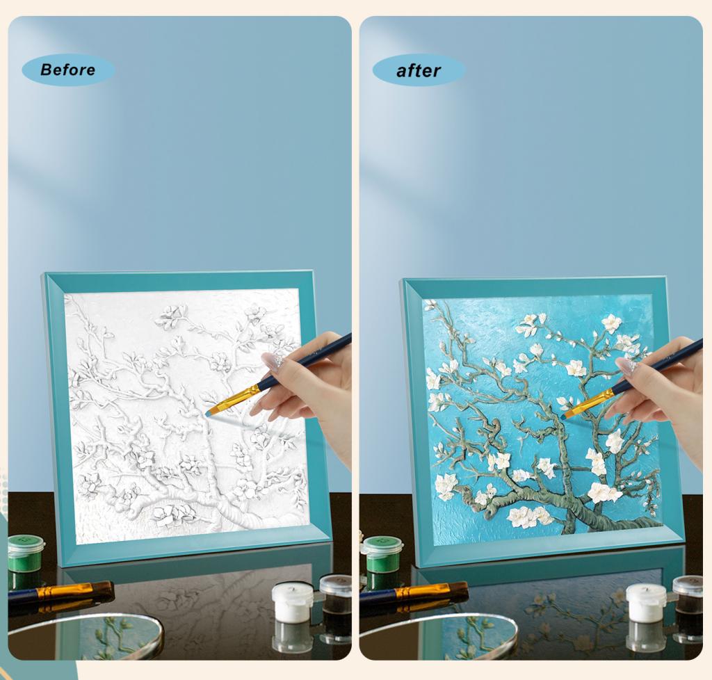 Resin DIY 3D Painting - Apricot Blossom -  34x34cm - 3