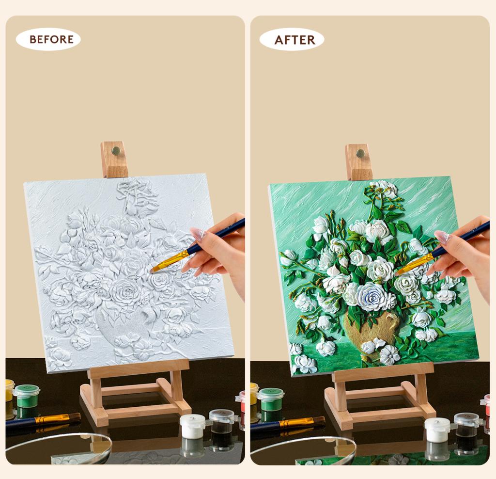 Resin DIY 3D Painting - White Rose - 34x34cm - 3