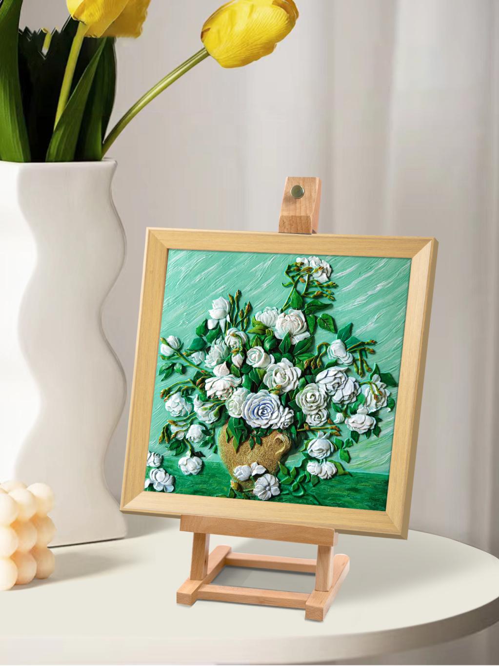 Resin DIY 3D Painting - White Rose - 34x34cm - 4