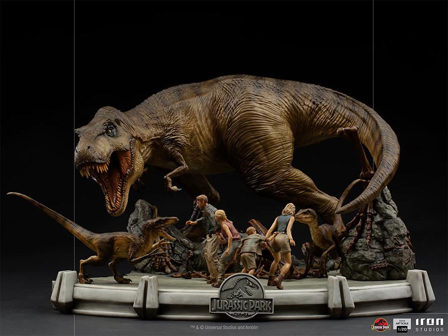 Statue en résine d'icônes de Jurassic Park, très détaillée