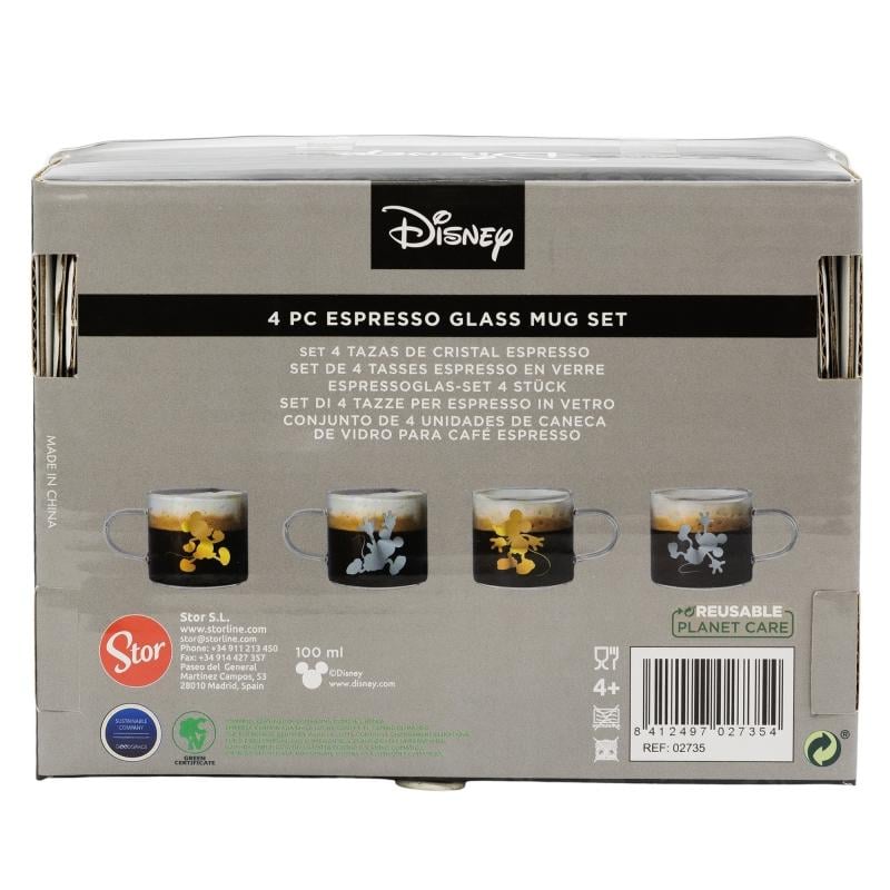 MICKEY - Set de 4 Mugs Expresso en Verre - 100 ml - 4