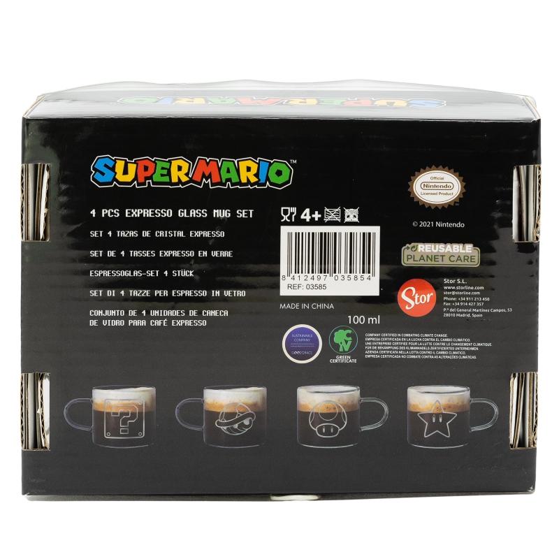 SUPER MARIO - Set de 4 Mugs Expresso en Verre - 100 ml - 4