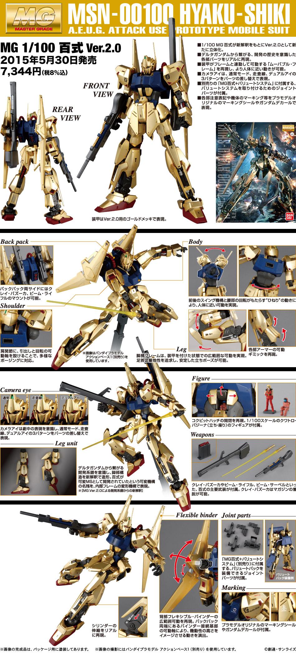 GUNDAM - MG 1/100 Hyakushiki ver.2.0 - Model Kit - 18cm - 6