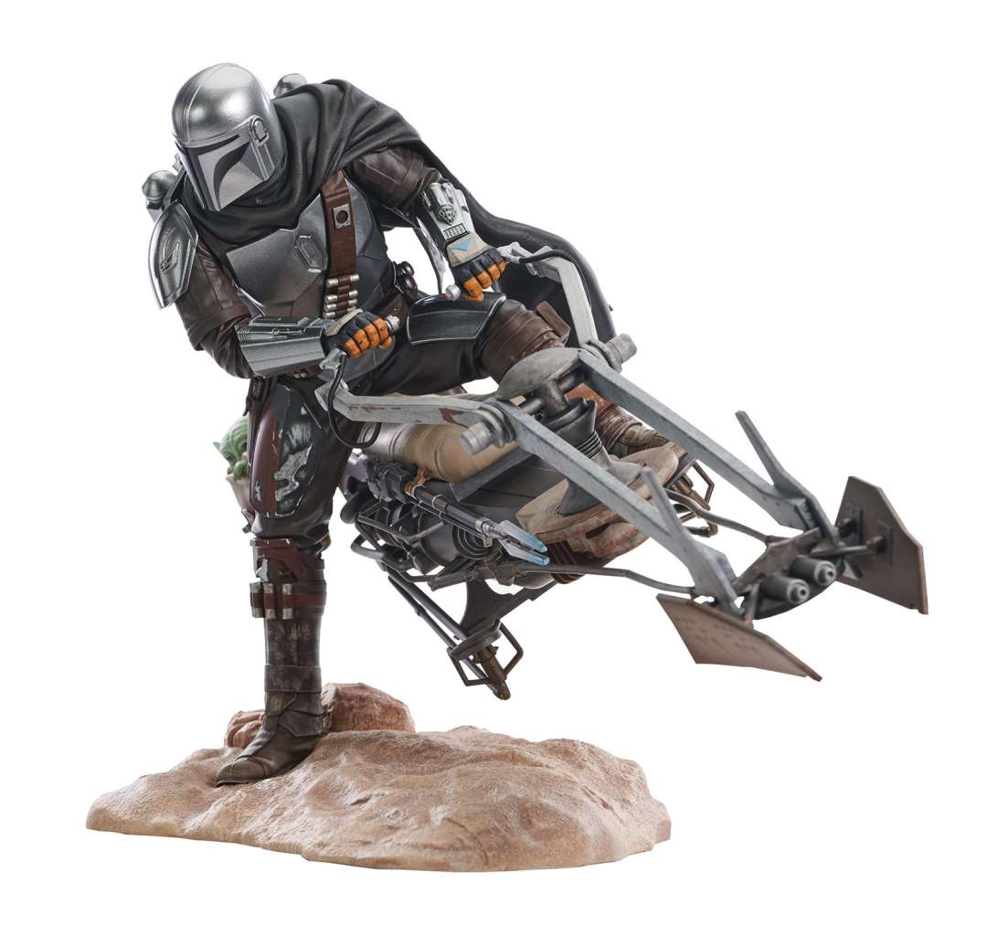 THE MANDALORIAN - Din Djarin avec Speeder - Statuette Prem. Coll