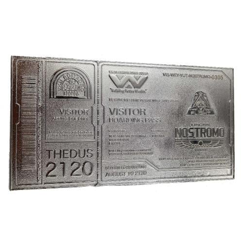 ALIEN Nostromo Boarding Pass Ticket plaqué argent collector