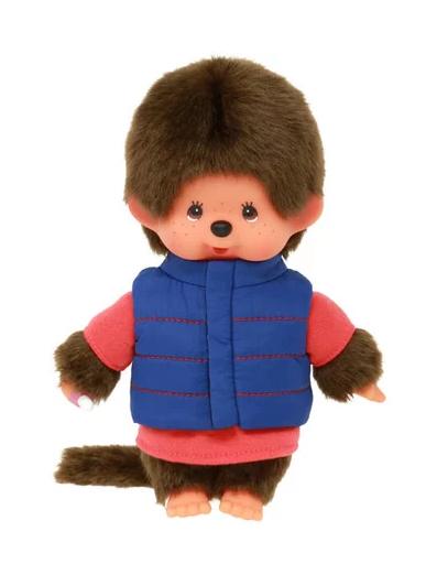 Monchhichi Peluche Fille Bavoir Rose et blanc 20 cm - 25555 sur