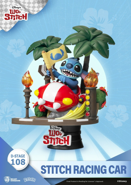 LILO AND STITCH - Stitch Racing Car - Statuette PVC Diorama 15cm - 2