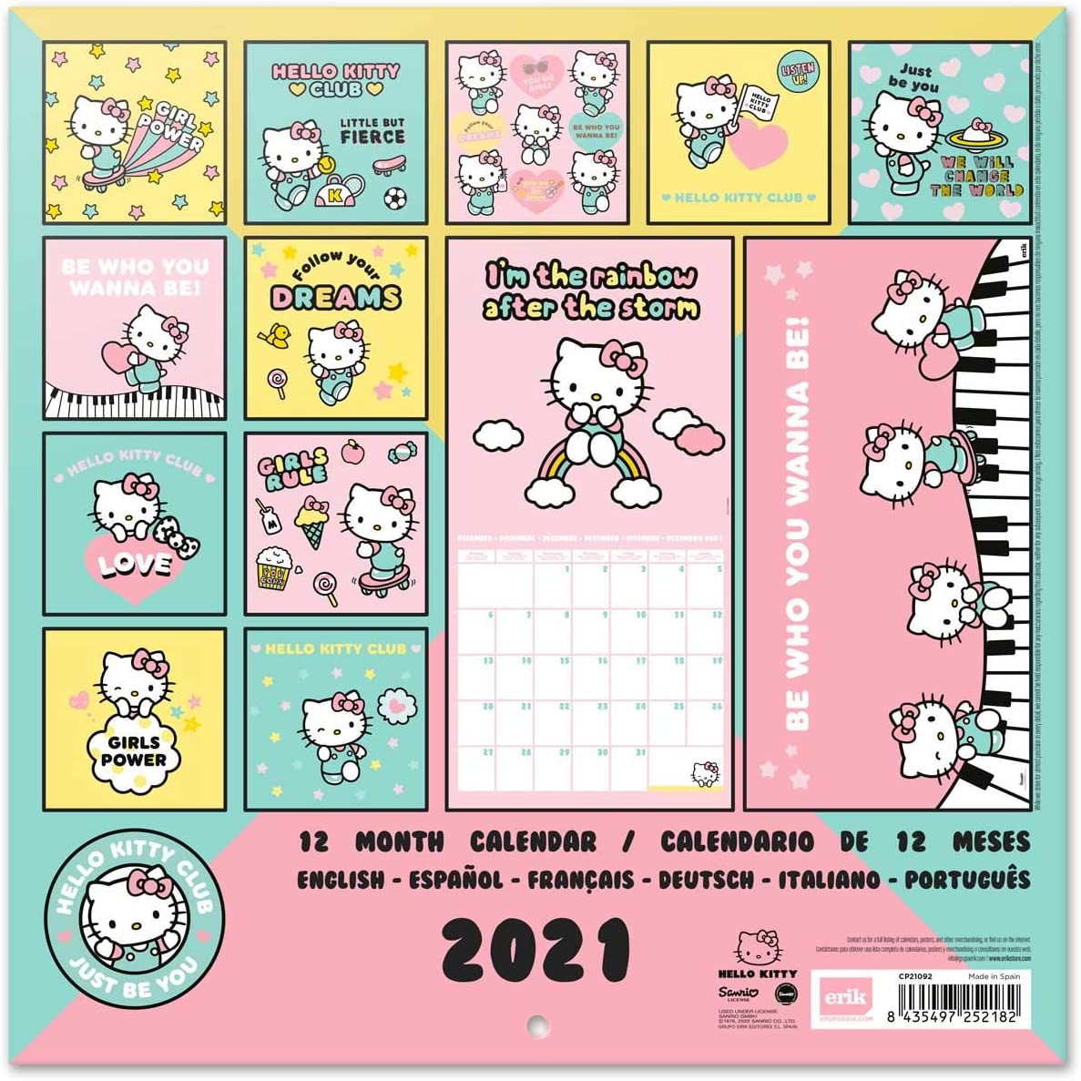 HELLO KITTY Calendrier 2021 '30x30cm' Calendrier