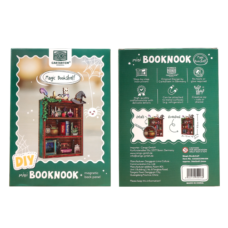 MINI BOOK NOOK KIT - DIY- Magic Bookshelf - With Magnets - 5