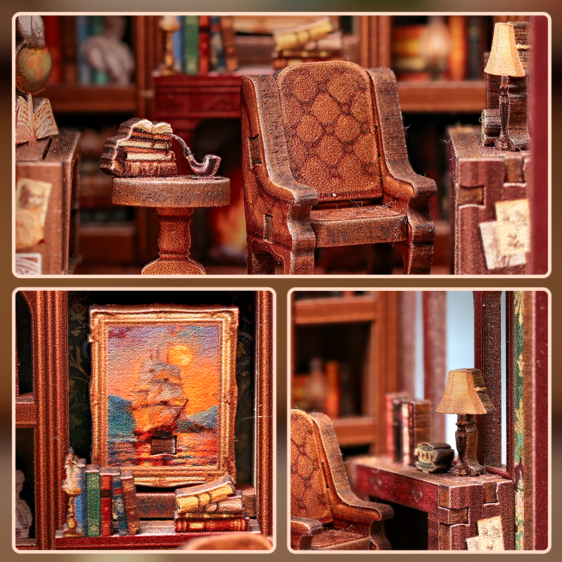 MINI BOOK NOOK KIT - DIY- Gentlemans Lounge - With Magnets - 3