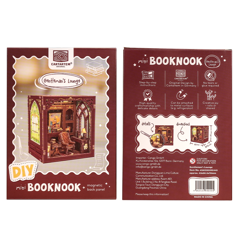 MINI BOOK NOOK KIT - DIY- Gentlemans Lounge - With Magnets - 5