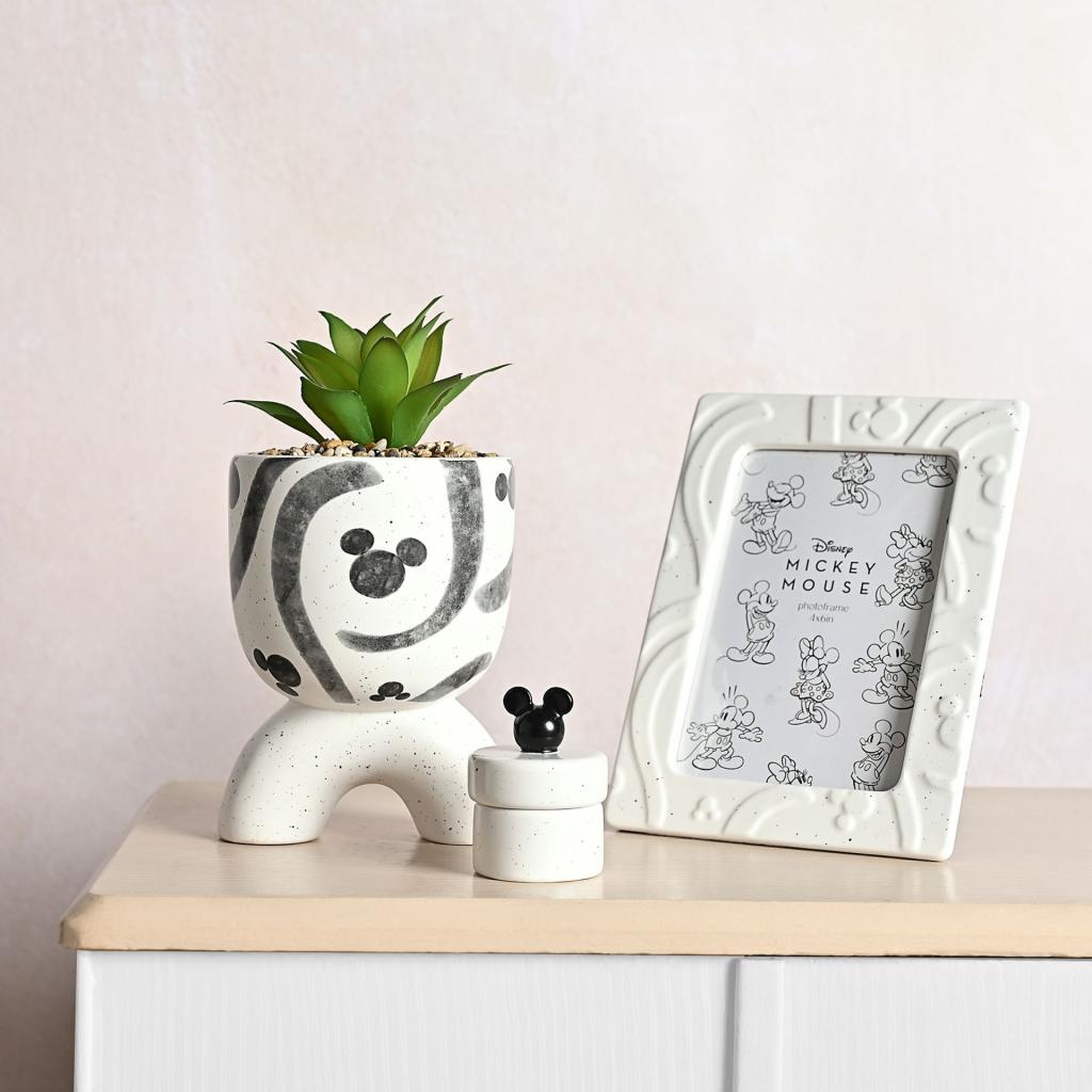 MICKEY - Shapes - Black&White - Pot 3D + Fausse Plante - 2