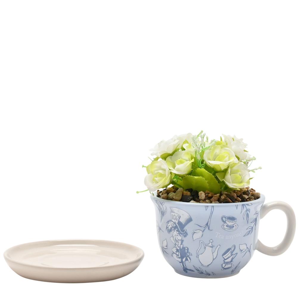 ALICE IN WONDERLAND - Teacup Planter with Faux Plant - 3