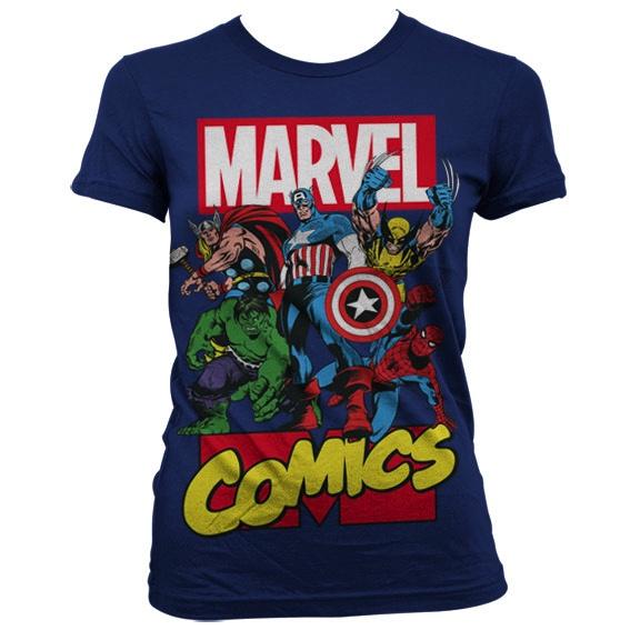 MARVEL T-Shirt Comics Heroe GIRL Navy (XL)