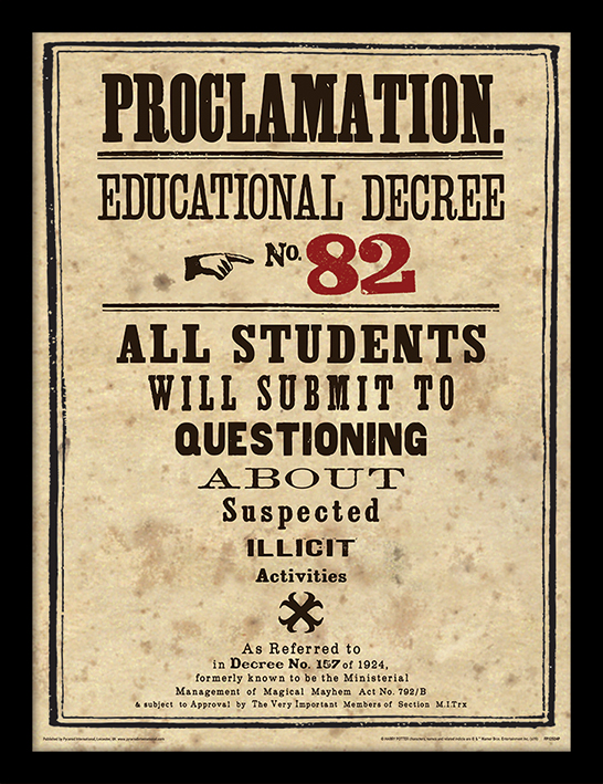 HARRY POTTER - Framed 30X40 Print - Educational Decree No. 82 ...