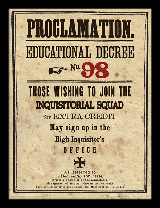 HARRY POTTER - Framed 30X40 Print - Educational Decree No. 98 ...