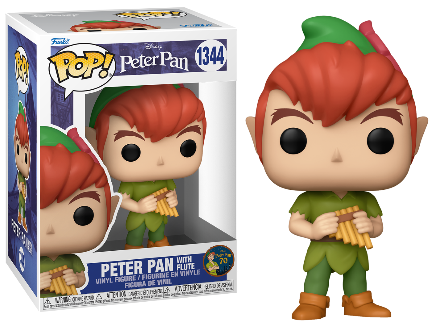 PETER PAN 70EME ANNIVERSAIRE - POP N° 1344 - Peter avec Flute :  : Bobble Head POP Funko DISNEY