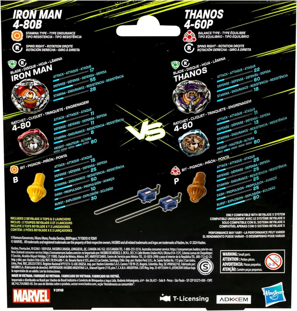 BEYBLADE X - Marvel Iron Man 4-80B & Thanos 4-60P Dual Pack - 3