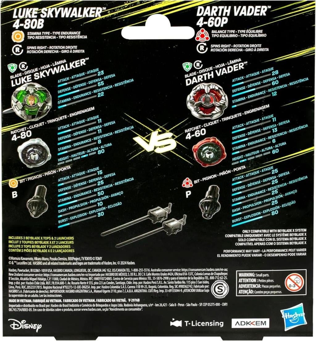 BEYBLADE X - Star Wars Luke 4-80B & Darth Vader 4-60P Dual Pack - 3