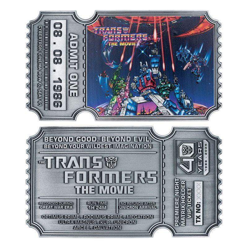 TRANSFORMER THE MOVIE - 40th Anniv. - Metal Replica Movie Ticket - 2