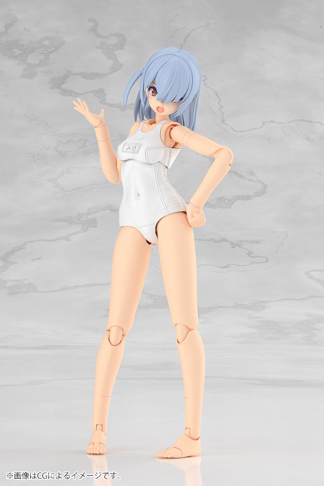 FRAME ARMS GIRL - Mizuki School Swimsuits White - Model Kit 16cm - 3