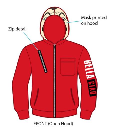 LA CASA DE PAPEL Masque Hoodie (XL) Pull La