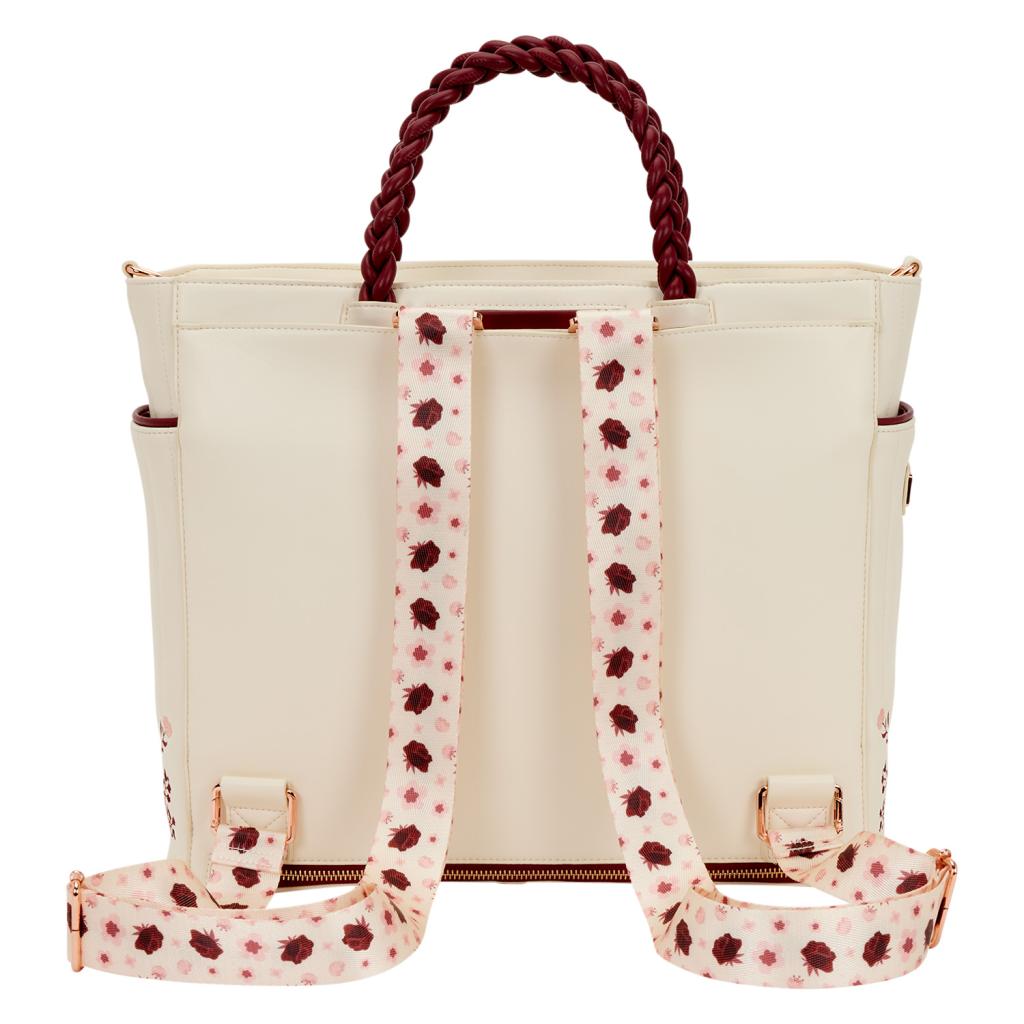 CREAM & RED - Floral - Tote Bag convertible Loungefly - 2