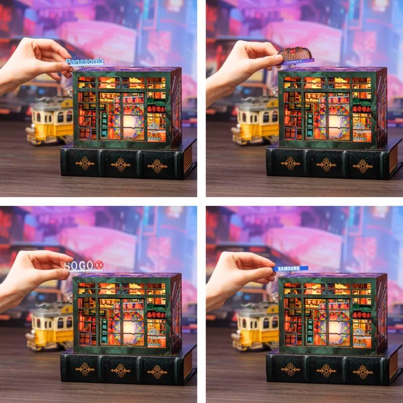 BOOK NOOK KIT - DIY - Hong Kong Neon Light - 49pc + LED Light - 3