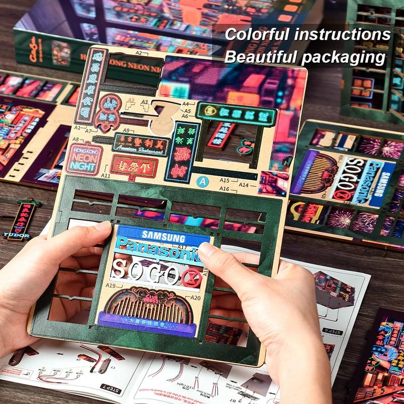 BOOK NOOK KIT - DIY - Hong Kong Neon Light - 49pc + LED Light - 5