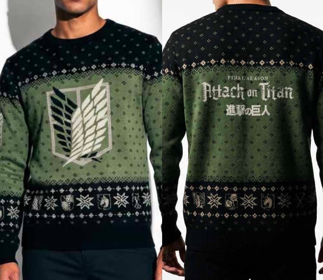 BEMS | L'ATTAQUE DES TITANS - Logo - Pull de Noël Homme (XL)