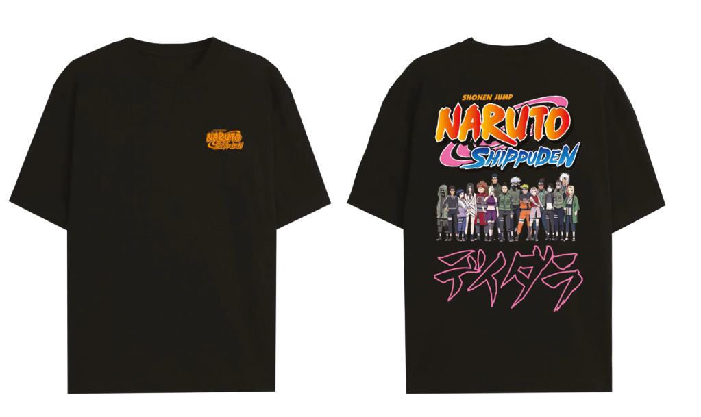 T-shirt Homme Naruto 'Konoha' - Réplica Sport US Baseball, 100% Licence Officielle, Taille M Noir