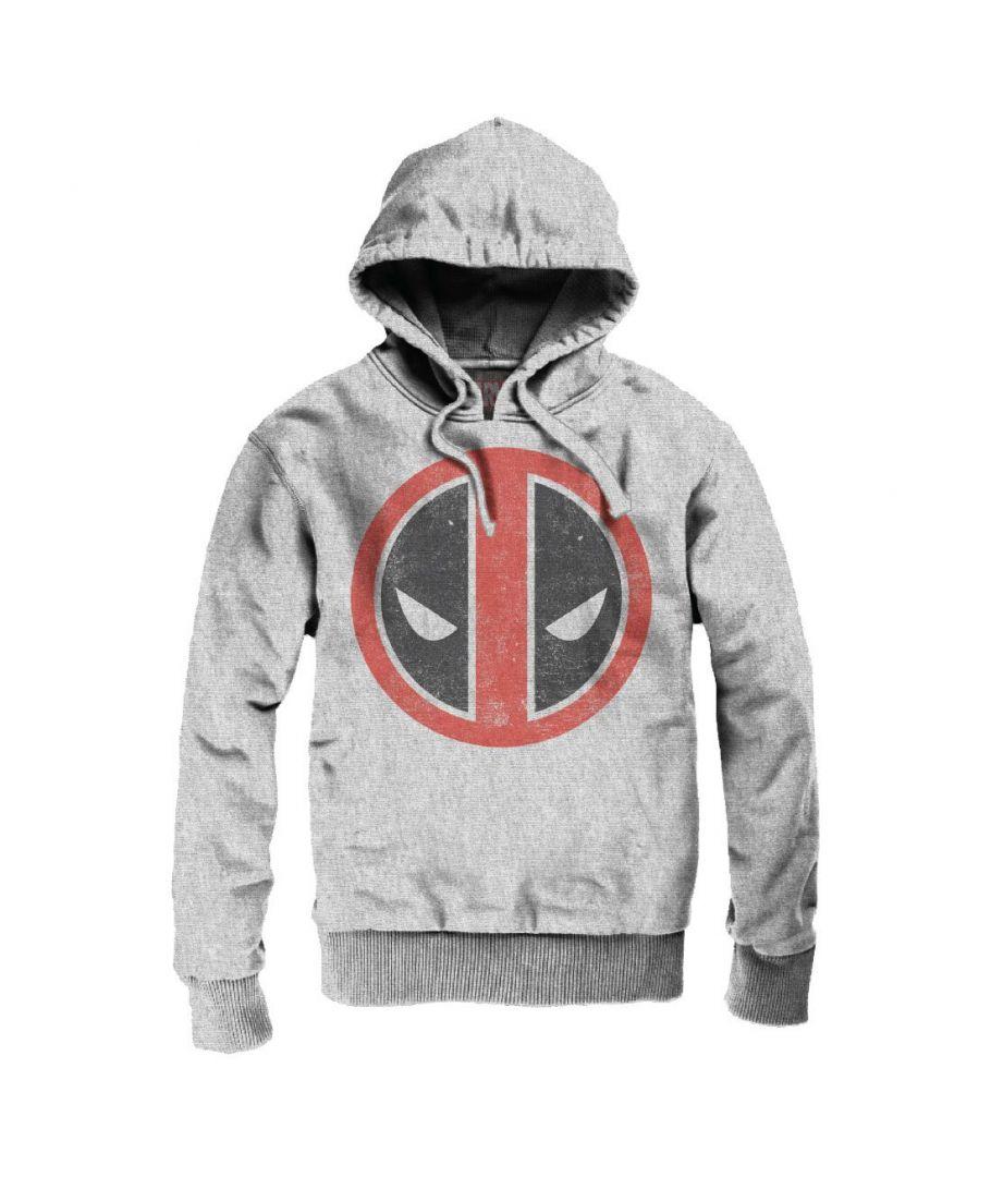 Felpa Con Cappuccio Uomo Marvel Logo Distress – Originale 80% Cotone – Regalo Per Fan
