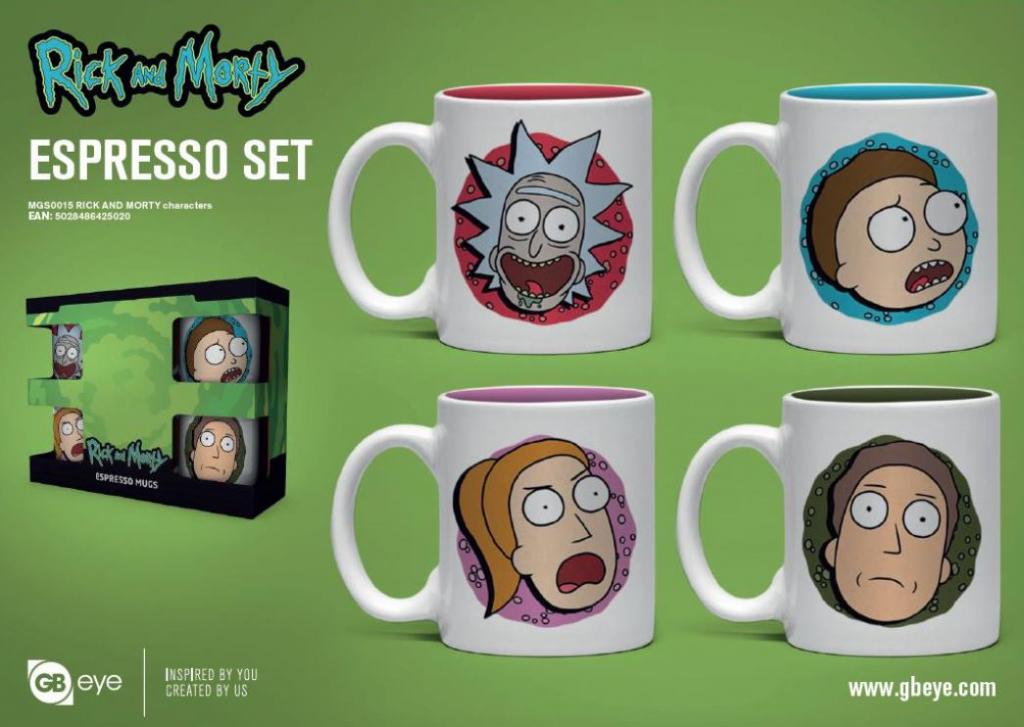 RICK & MORTY Set de 4 mini mugs 150ml Personnages Tasse GB Eye Rick and Morty
