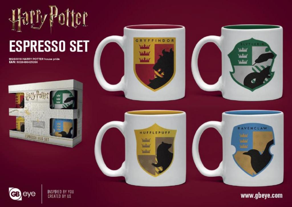 HARRY POTTER Set of 4 mini mugs 150ml Hogwarts Houses Mug GB Eye Harry Potter