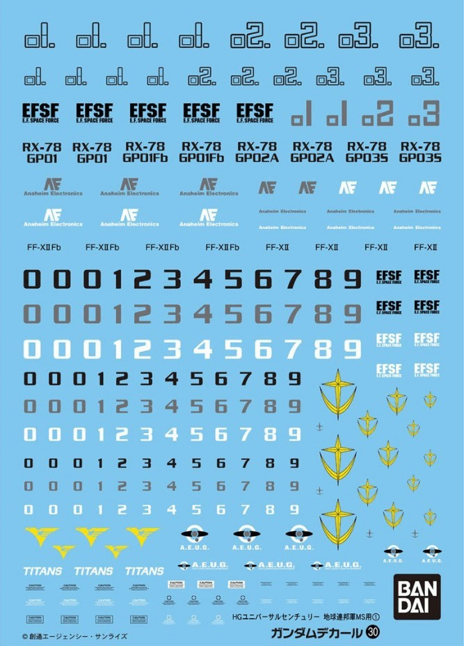 GUNDAM - GUNDAM DECAL 30 - HGUC Multiuse Earth Federation 1 - 2
