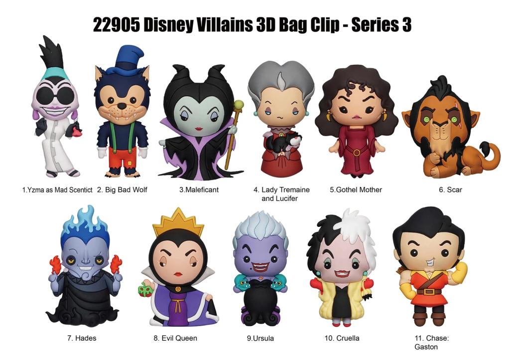 DISNEY VILLAINS - Series 3 - 3D Foam Bag Clip (Display 24 Pcs) - 2