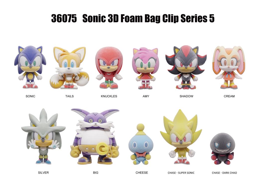 SONIC - Series 5 Flocked - 3D Foam Bag Clip (Display 24 Pcs) - 2