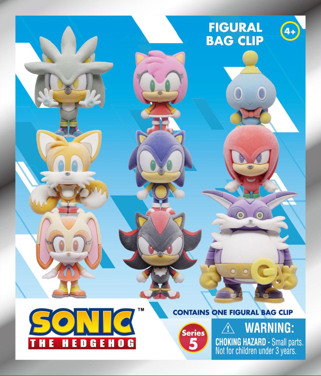 SONIC - Series 5 Flocked - 3D Foam Bag Clip (Display 24 Pcs) - 3