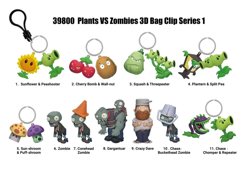 PLANTS VS ZOMBIES - Series 1 - 3D Foam Bag Clip (Display 24 Pcs) - 2