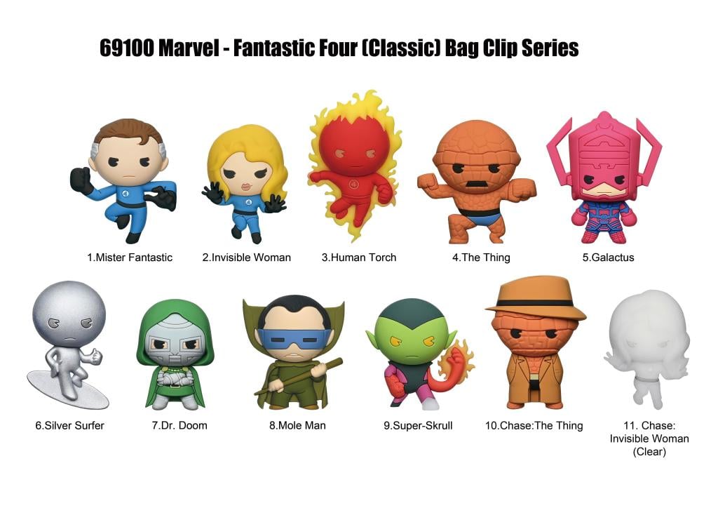 LES 4 FANTASTIQUES - 3D Foam Bag Clip (Display 24 Pcs) - 2