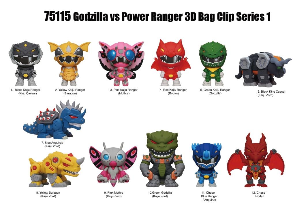 GODZILLA VS POWER RANGERS -Series 1 -3D Foam Bag Clip (Display 24 Pcs) - 2