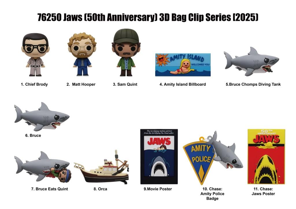 JAWS 50TH ANNIVERSARY - Series 1 - 3D Foam Bag Clip (Display 24 Pcs) - 2