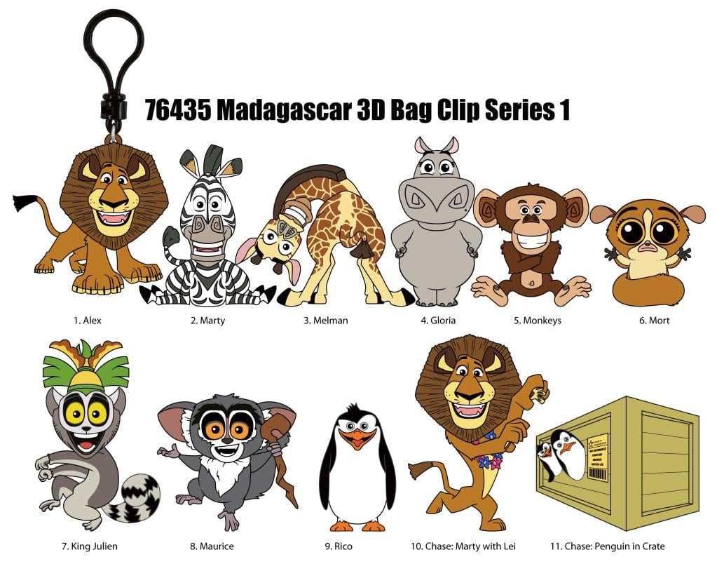 MADAGASCAR - Series 1 - 3D Foam Bag Clip (Display 24 Pcs) - 2