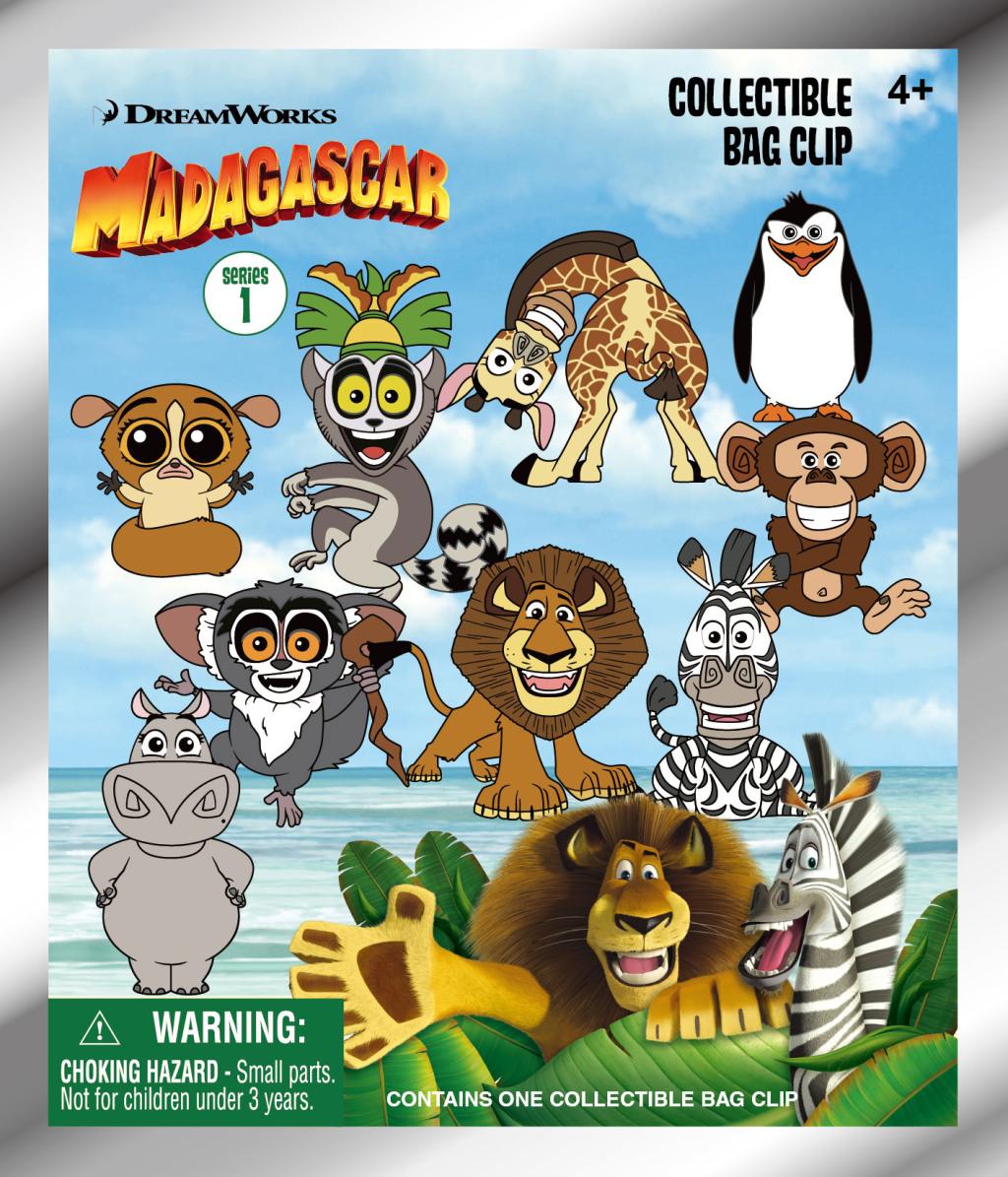 MADAGASCAR - Series 1 - 3D Foam Bag Clip (Display 24 Pcs) - 3