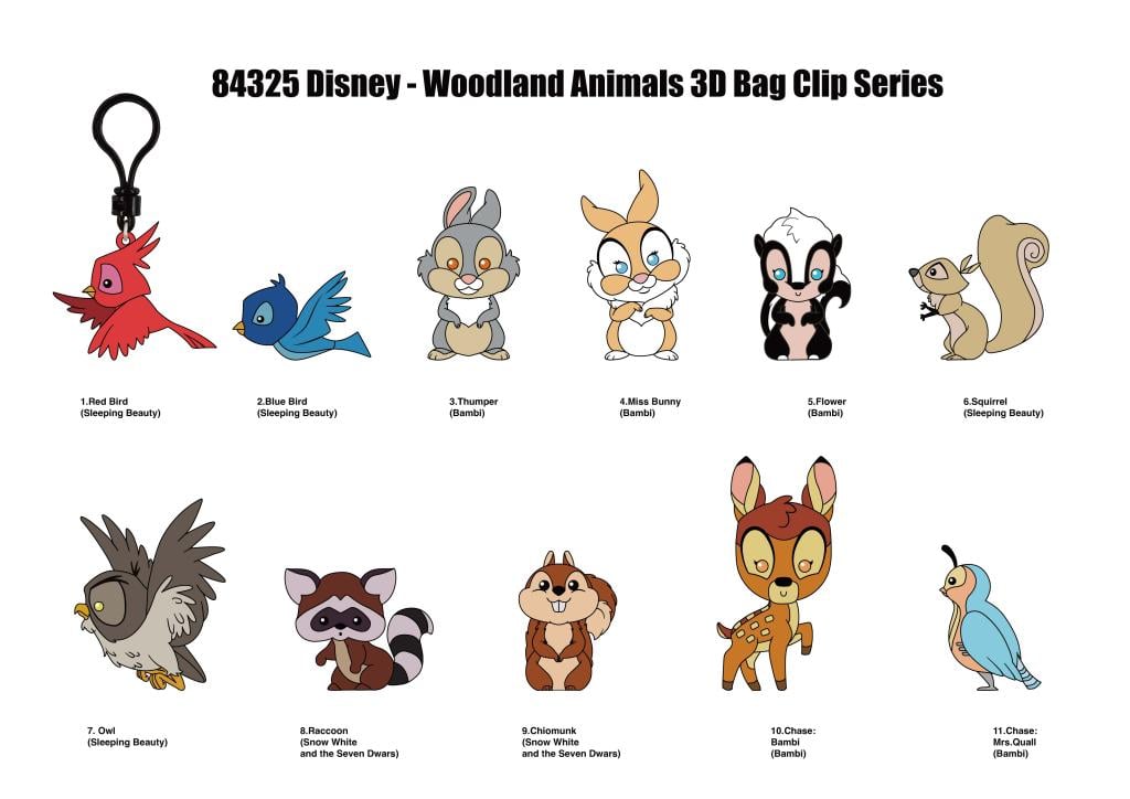 DISNEY - Personnages de la Forêt - 3D Foam Bag Clip (Display 24 Pcs) - 2
